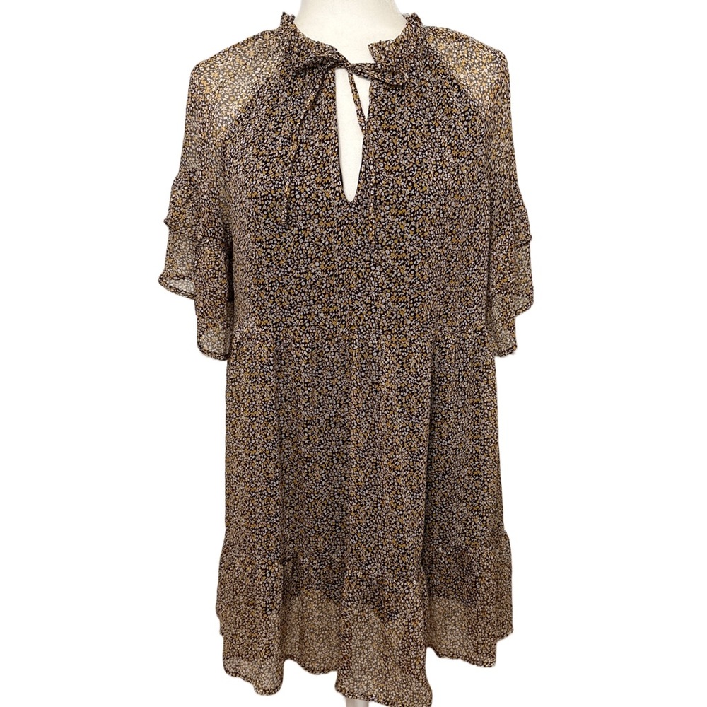 🆕 Lulus Babe Date Black Floral Print Tiered Short Sleeve Babydoll Dress - Picture 2 of 9